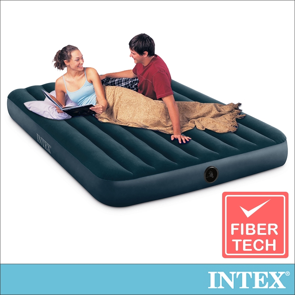 INTEX經典雙人加大(fiber-tech)充氣床墊(綠絨)-寬152cm(64109)