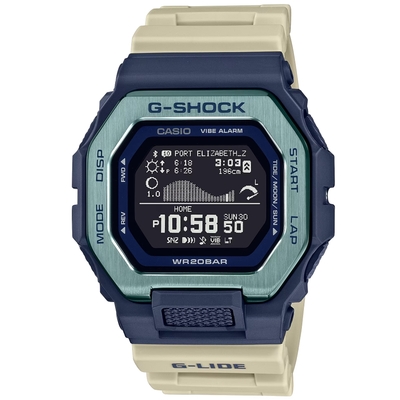 CASIO 卡西歐 G-SHOCK 藍牙連線 浪湧狂潮電子腕錶 母親節 禮物 50.9*46mm / GBX-100TT-2