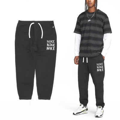 Nike 長褲 NSW Fleece Jogger 男款 黑 白 內刷毛 抽繩 束口 刺繡 保暖 棉褲 DQ4082-010