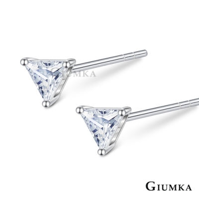 GIUMKA 925純銀耳環 迷你小耳骨釘 幾何三角 白鋯3MM 單副價格