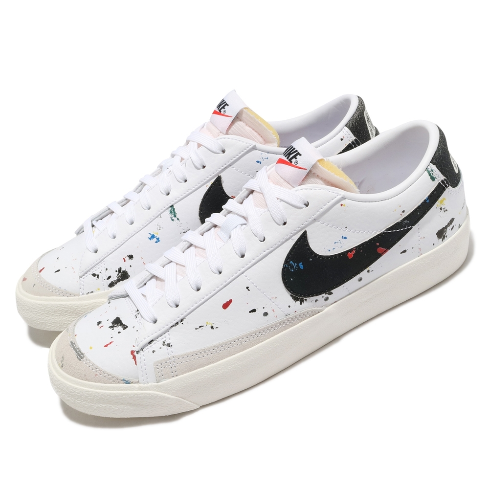 Nike 休閒鞋 Blazer Low 77 運動 男鞋 基本款 簡約 潑漆設計 球鞋 穿搭 白 黑 DJ1517100