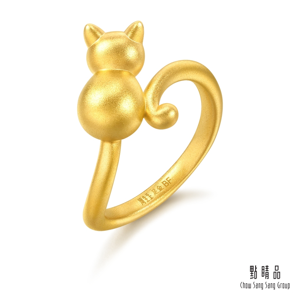 點睛品 PetChat 立體貓咪 黃金戒指