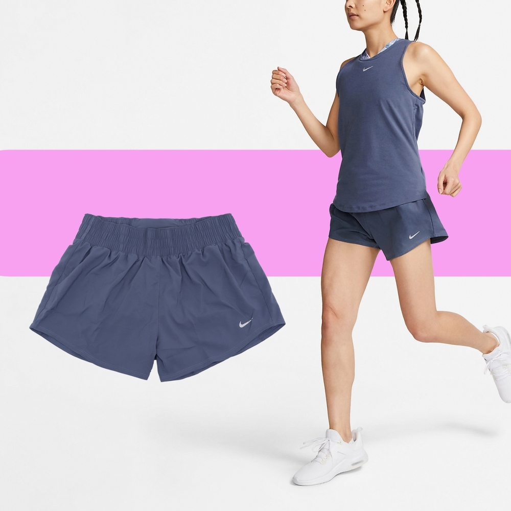 Nike 短褲 One Mid-rise 女款 藍 快乾 中腰 寬鬆 三角內裡 跑步 運動 訓練 DX6011-491