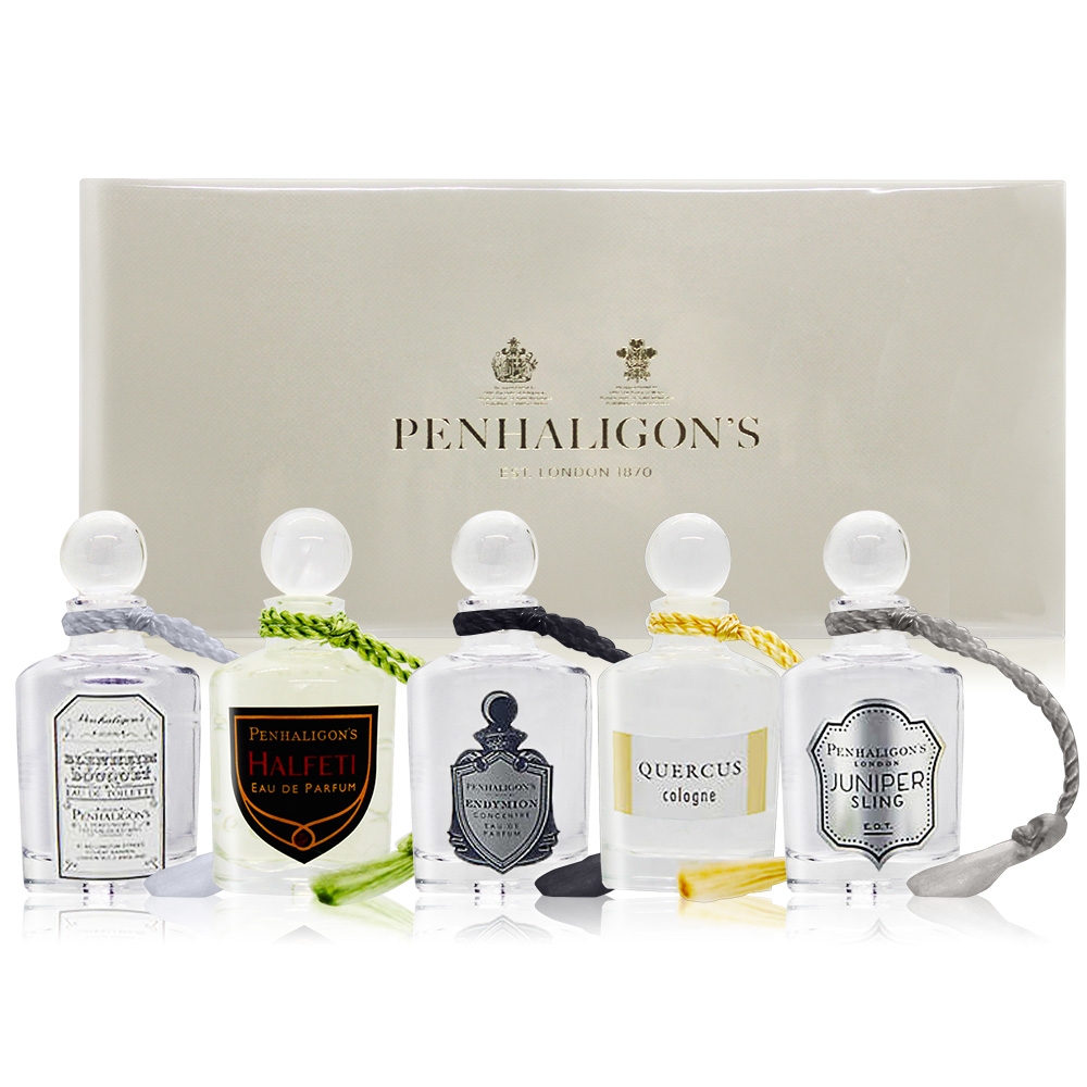 PENHALIGON'S 潘海利根 男性香水禮盒5入組[皇家橡樹+杜松司令+布倫海姆+牧羊少年+黑玫瑰]5mlX5-國際航空版