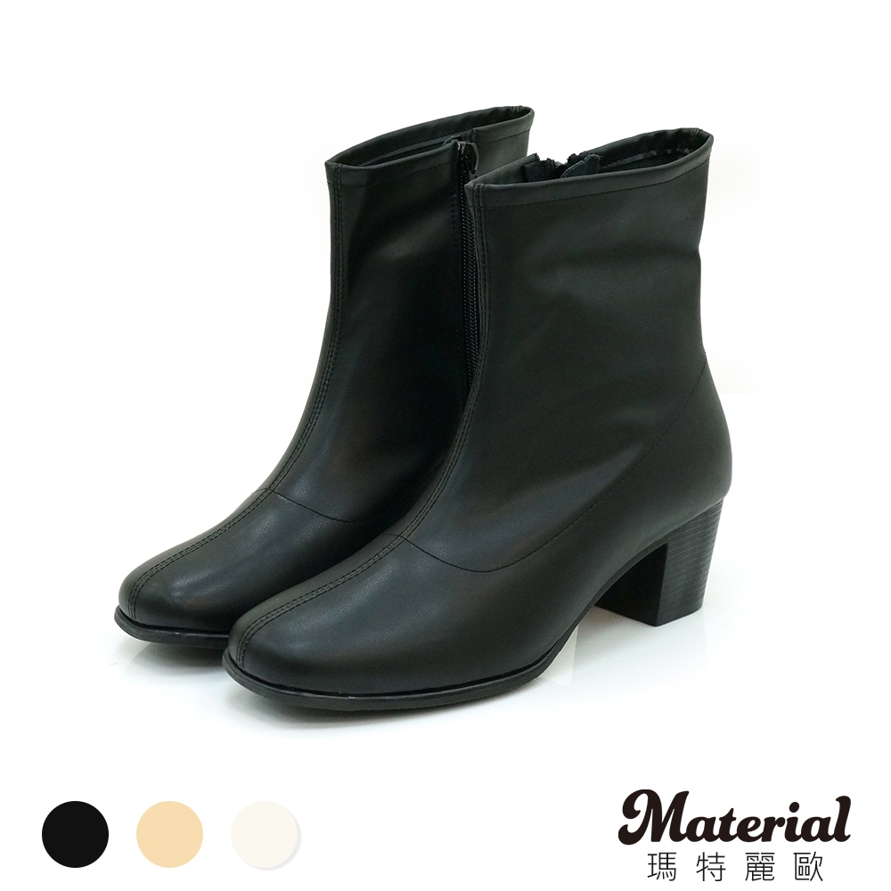 Material瑪特麗歐【全尺碼23-27】女鞋 靴子 MIT簡約素面拉鍊短靴 T3898