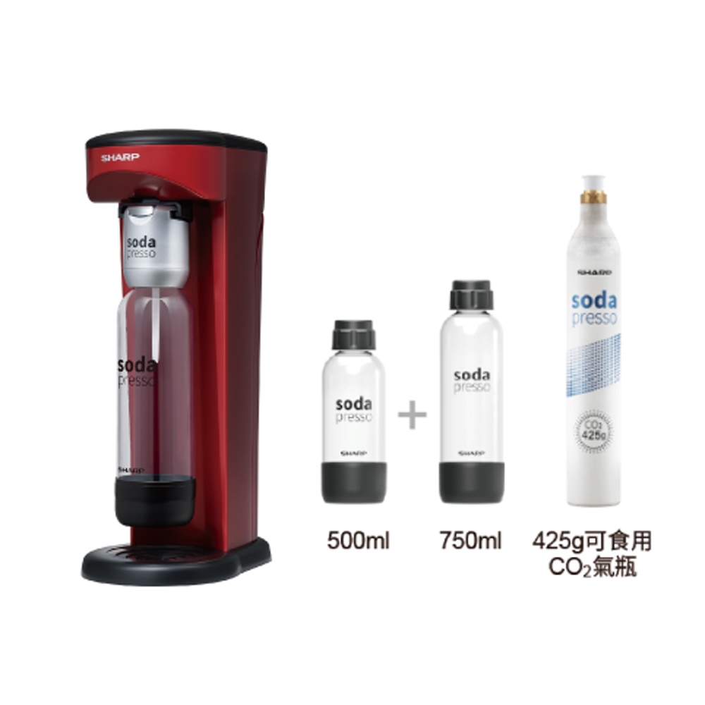 SHARP夏普Soda Presso氣泡水機(2水瓶+1氣瓶) CO-SM1T-R(番茄紅)