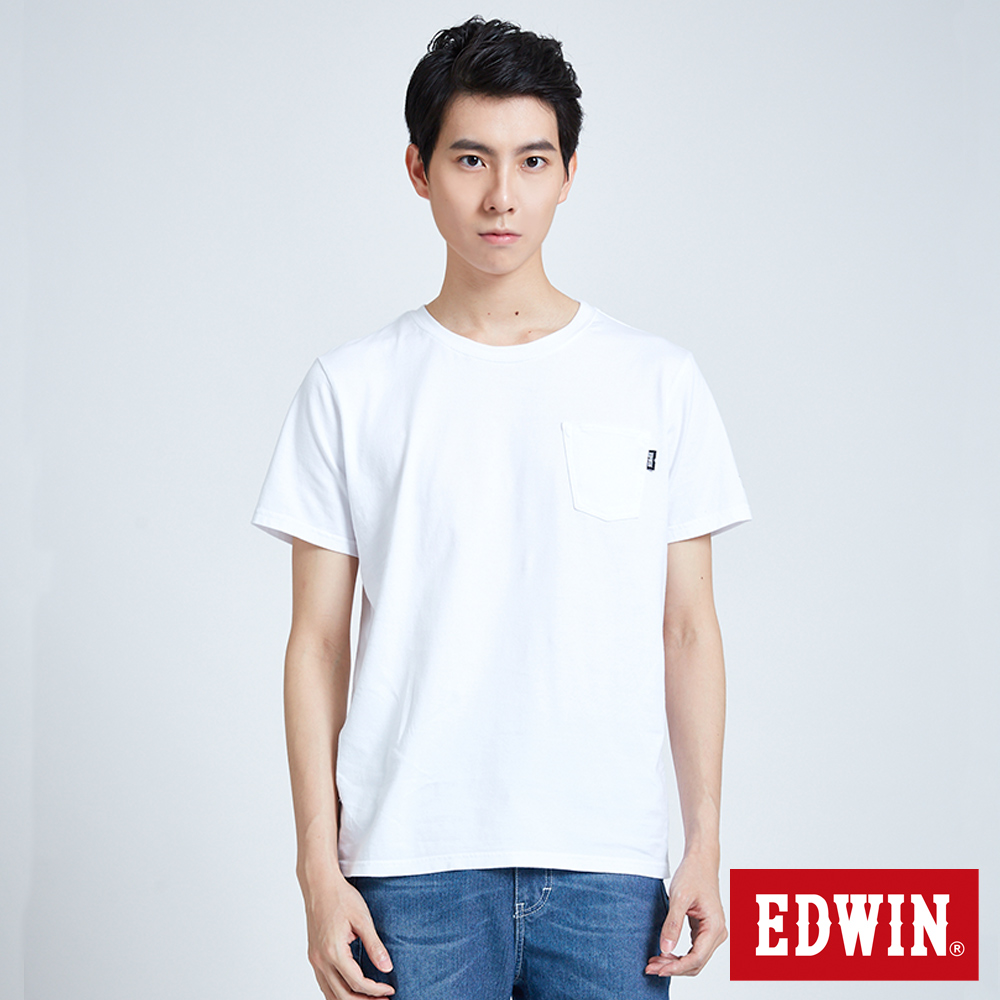EDWIN 東京系列BASIC POCKET短袖T恤-男-白色
