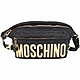 MOSCHINO LOGO 金色字母菱格衍縫尼龍胸口包/肩背包(黑色) product thumbnail 1