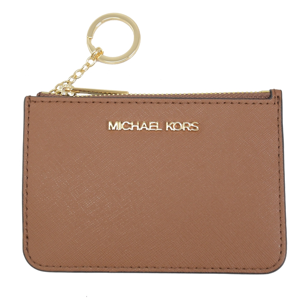 MICHAEL KORS Jet Set 拉鍊鑰匙扣卡夾零錢包(可可色)