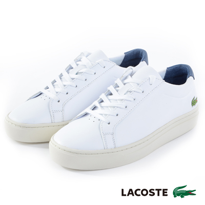 LACOSTE 女用真皮運動休閒鞋-白色