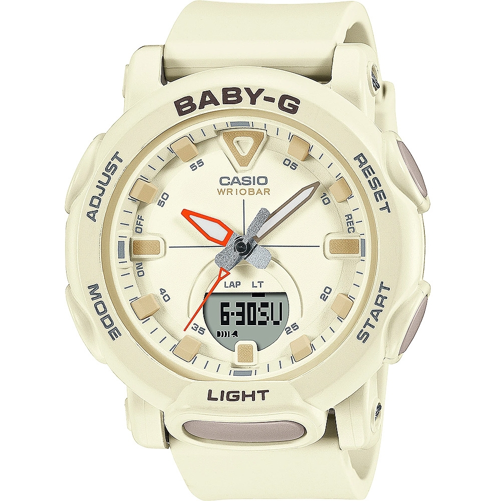 CASIO 卡西歐 BABY-G 戶外露營自動照明手錶 送禮首選-棉花米色 BGA-310-7A