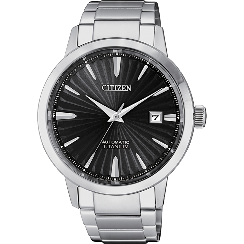 CITIZEN 星辰 鈦 自動上鍊機械手錶-黑x銀/40.5mm(NJ2180-89H)