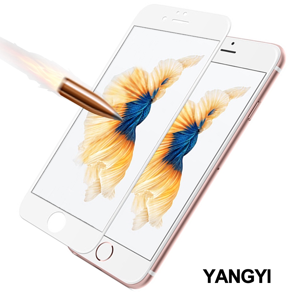 揚邑 Apple iPhone6/6s 4.7吋 滿版軟邊鋼化玻璃膜3D防爆保護貼-白