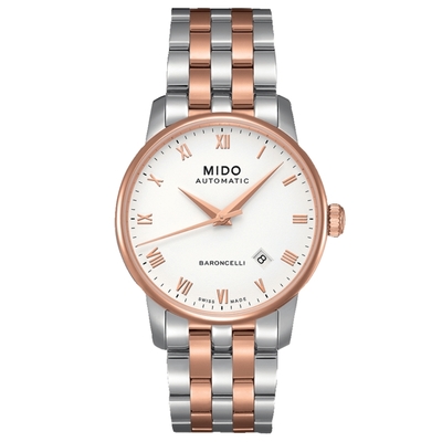 MIDO美度 官方授權 BARONCELLI永恆系列 典雅羅馬機械腕錶 母親節 禮物 38mm/ M86009N61