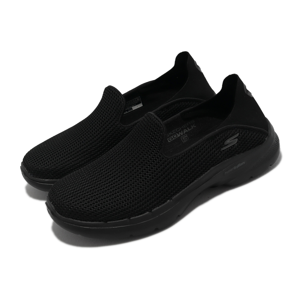 Skechers 健走鞋 Go Walk 6-Vivid Motion 女鞋 黑 懶人鞋 襪套式 可踩腳 記憶鞋墊 124553BBK