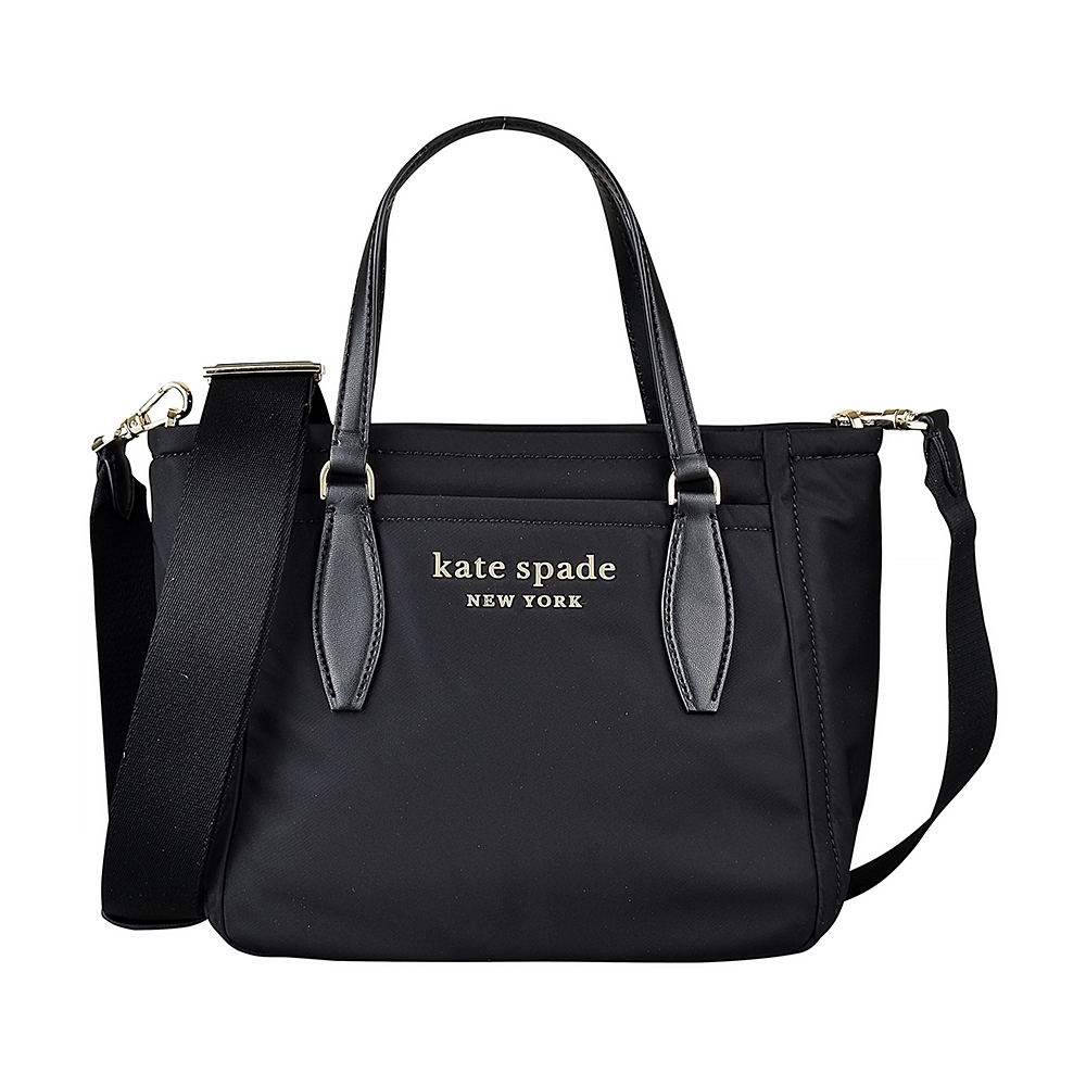 Kate Spade DAILY銀字LOGO尼龍拉鍊手提斜背包(小/黑)