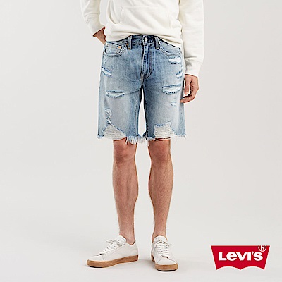 Levis 男款 牛仔短褲 上寬下窄 502 版型 抽鬚大刷破
