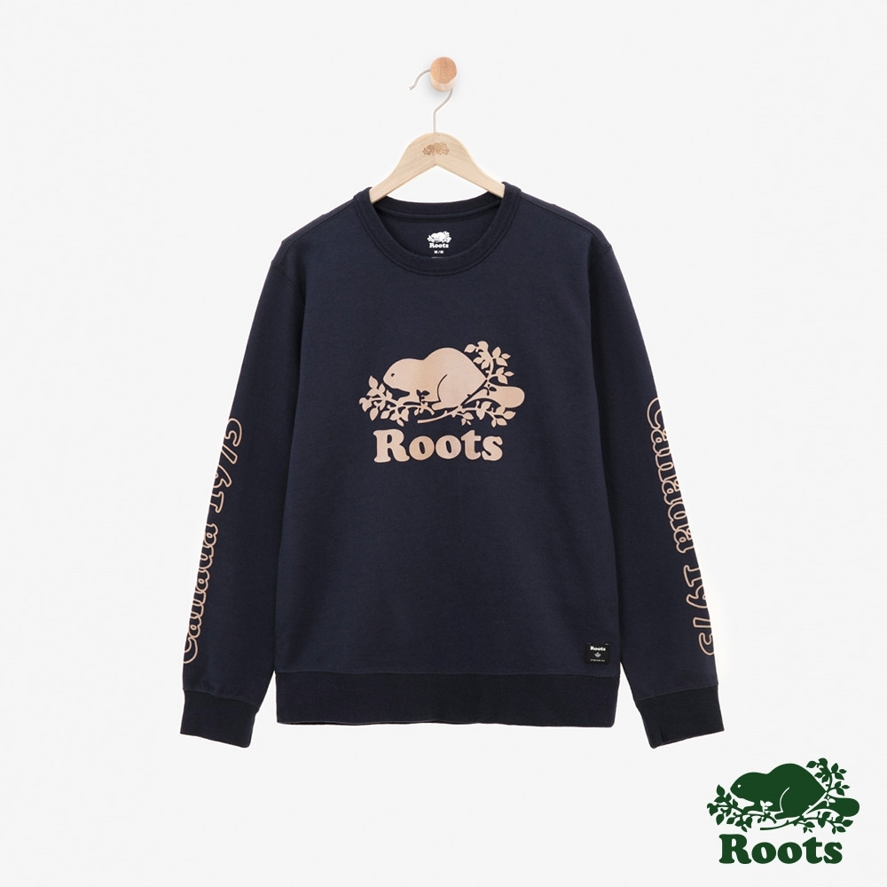 ROOTS 男裝-  燙金庫柏圓領上衣-藍色