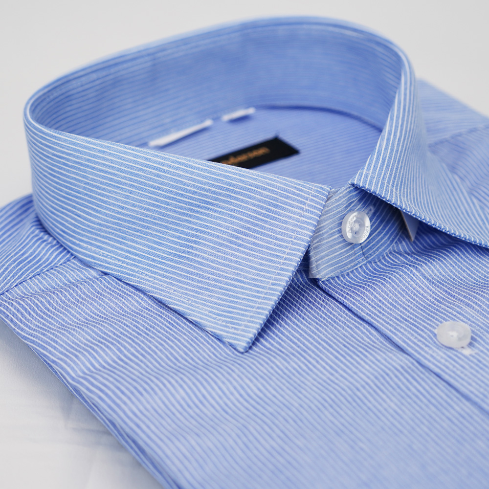 金安德森 藍色條紋窄版長袖襯衫