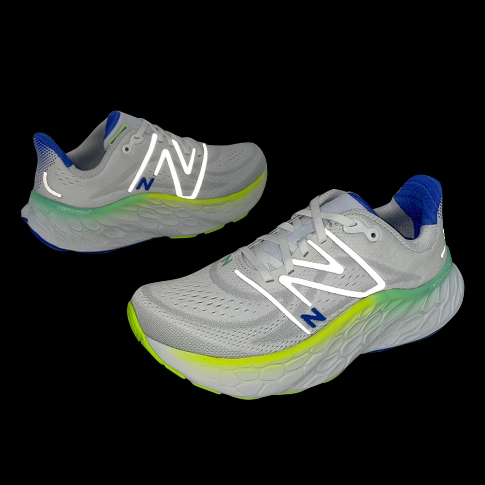 New Balance 慢跑鞋Fresh Foam X More V4 D 女鞋寬楦白藍厚底反光運動