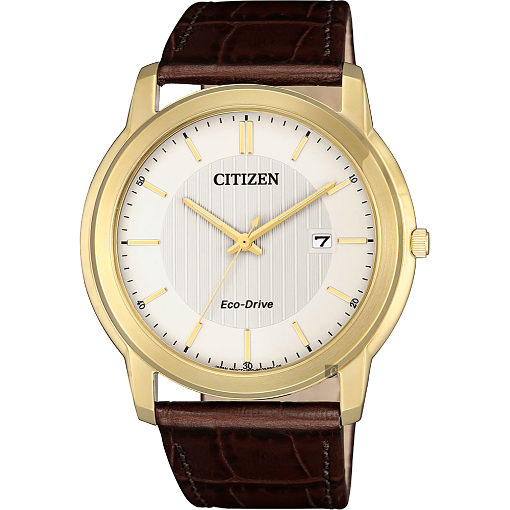 CITIZEN 星辰 Eco-Drive 光動能城市手錶-金框x咖啡/42mm AW1212-10A