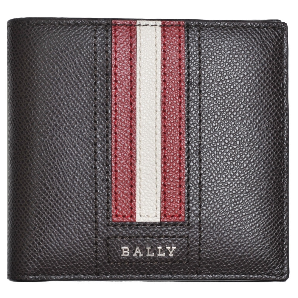 BALLY TRASAI 經典字母LOGO直紋八卡對折短夾(咖啡色)