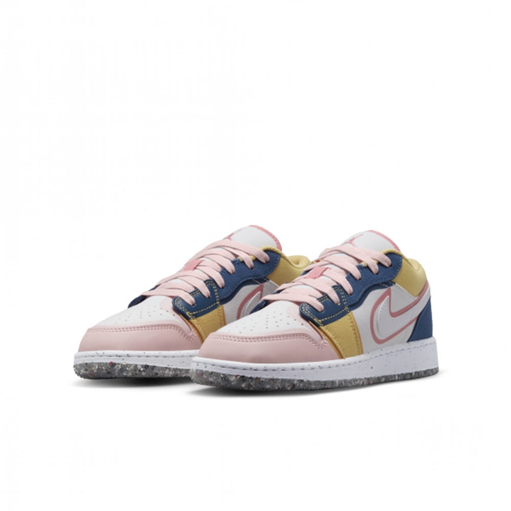 NIKE 休閒鞋 女鞋 大童 運動鞋 AJ1 喬丹 AIR JORDAN 1 LOW SE GS 白粉黃 DV1323-100