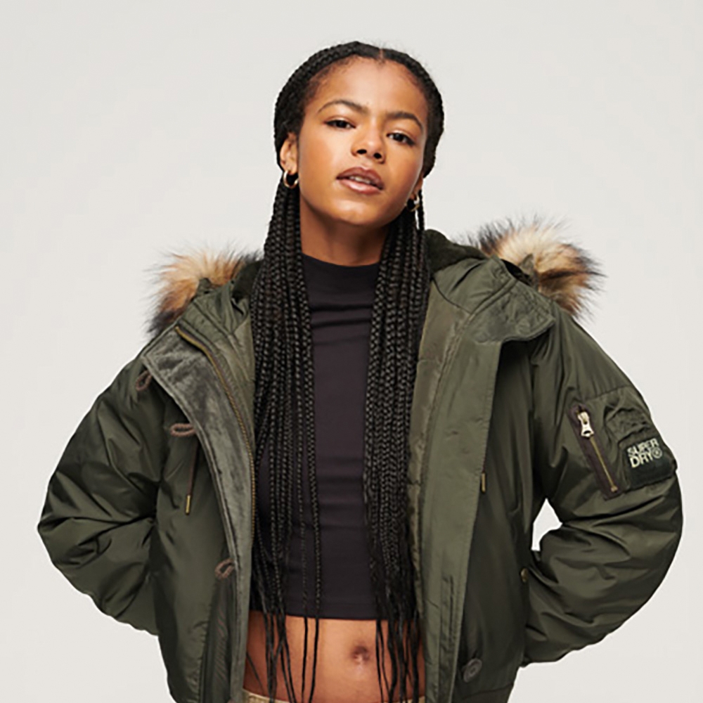 SUPERDRY 女裝 保暖外套 飛行夾克 Military Hooded MA1 Bomber 卡其綠