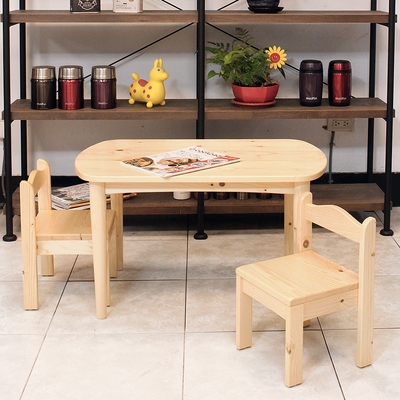 JP Kagu 台灣製雲杉木兒童桌(遊戲桌/矮桌)+兒童椅x2(一桌二椅)