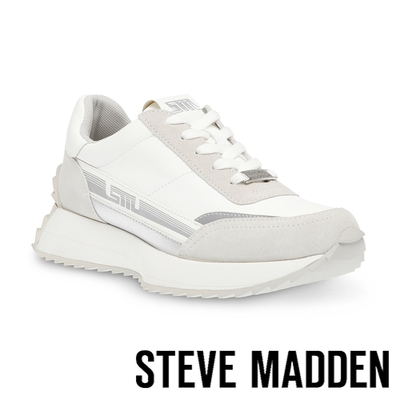 STEVE MADDEN-FAST BREAK 皮革綁帶休閒鞋-灰色