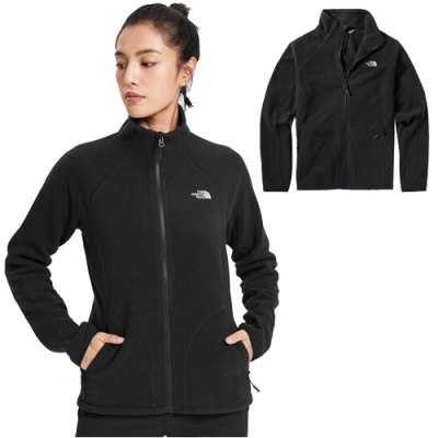 The North Face 女新款 彈性保暖輕柔刷毛抓絨外套夾_黑