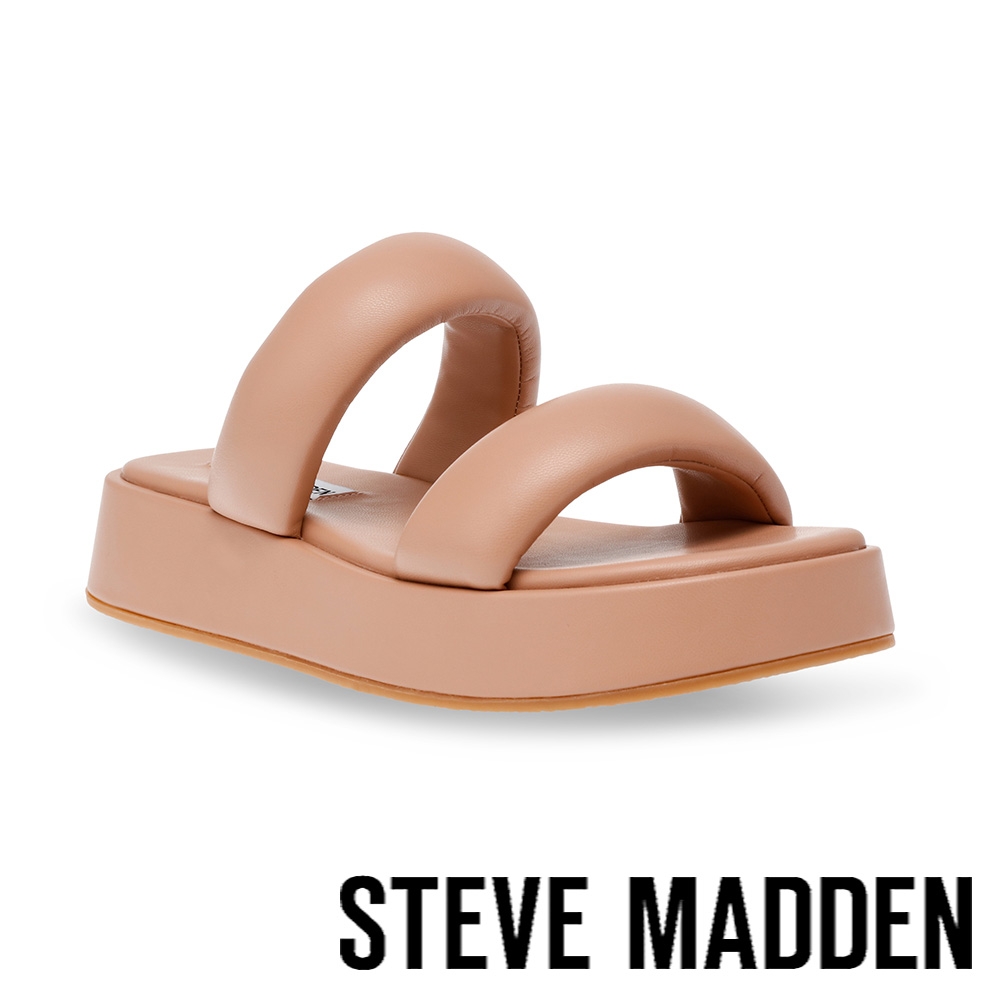 STEVE MADDEN-BOSSANOVA 胖胖雙帶厚底拖鞋-杏色