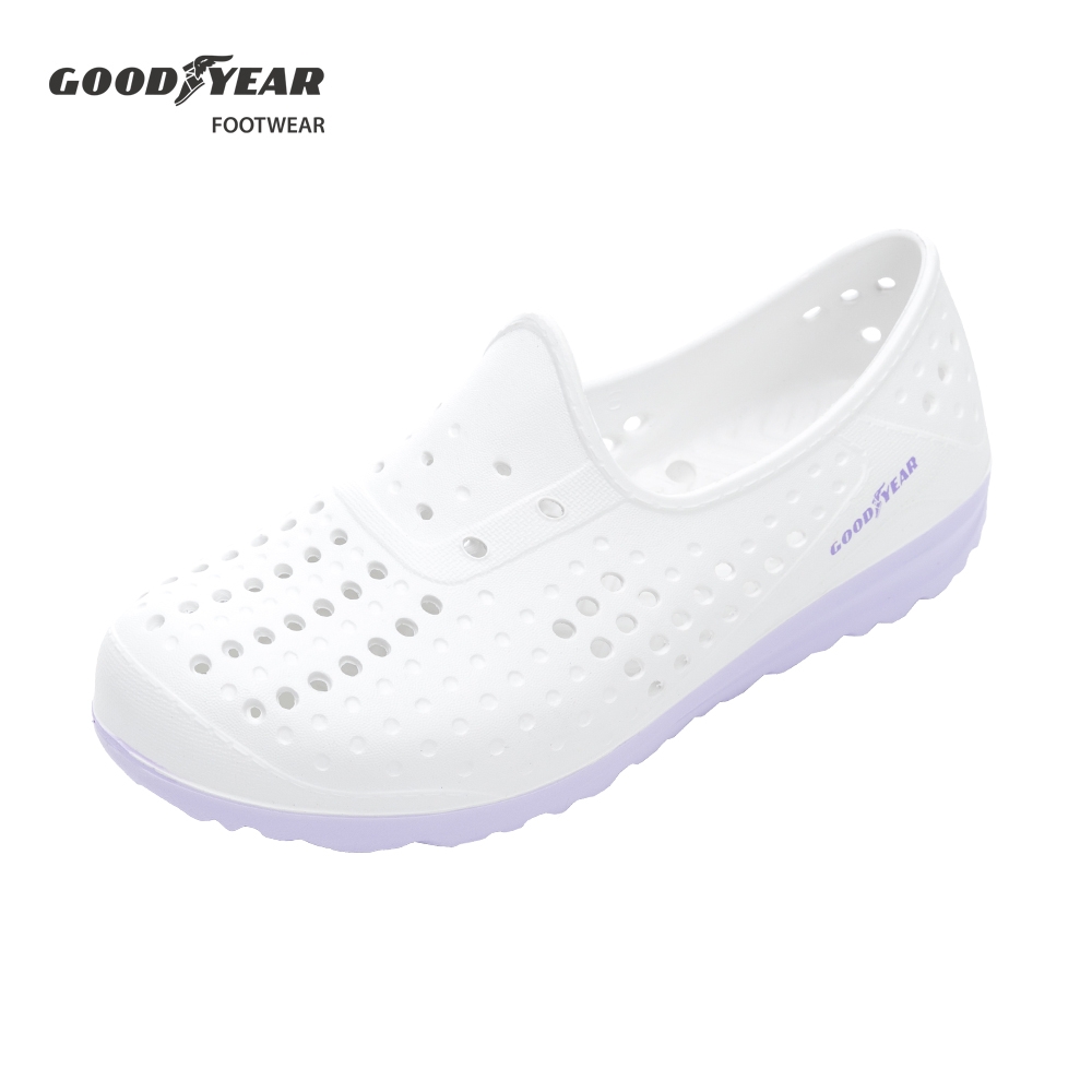 【GOODYEAR 固特異】糖果色 女款 多功能洞洞鞋 白紫(GAWP12709)