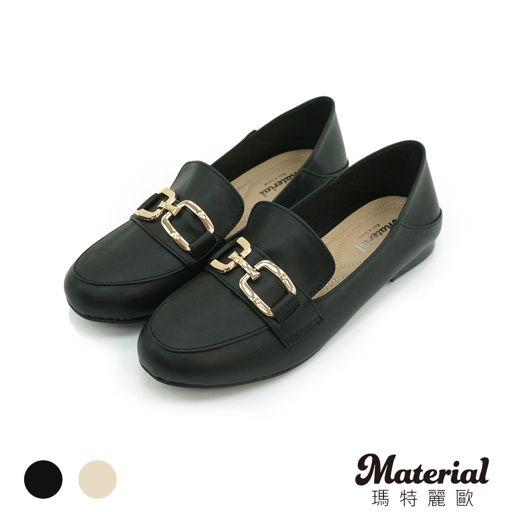 Material瑪特麗歐 樂福鞋 MIT簡約銜釦平底包鞋 T5491