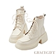 【Grace Gift】超模比例防水台厚底綁帶靴 米白 product thumbnail 1