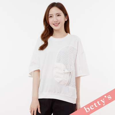 betty’s貝蒂思 格紋拼接寬版率性T-shirt(白色)