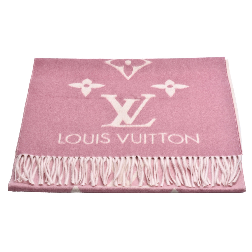 LV M77375 REYKJAVIK GRADIENT雙面彩色織花純棉披巾/圍巾(淺粉紅色)