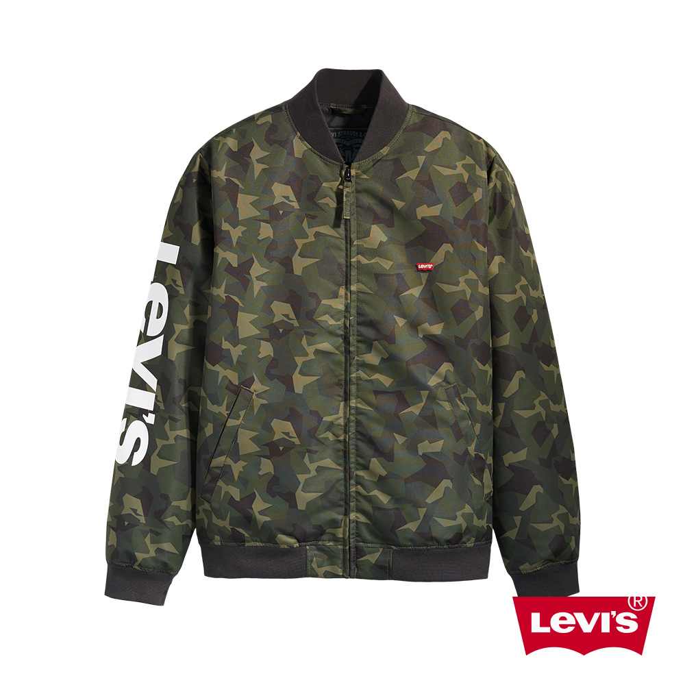 Levis 男款 飛行夾克 重軍裝迷彩 迷你刺繡Logo布章 單袖大字母Logo