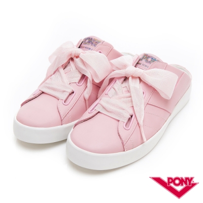 【PONY】TOP STAR皮革時尚休閒懶人穆勒鞋 小白鞋 拖鞋 涼鞋 粉色