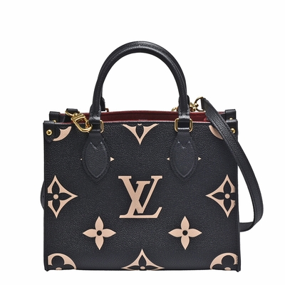 LV M45659經典ONTHEGO PM系列Empreinte皮革手提/斜背包(黑/米白色)