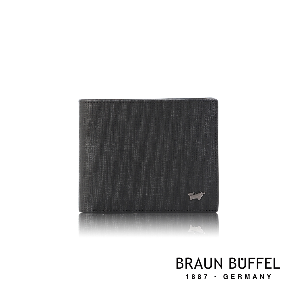 【BRAUN BUFFEL 德國小金牛】台灣總代理 戰神 8卡男夾-黑色/BF378-313-BK