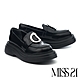 厚底鞋 MISS 21 復古學院風扭曲大釦微光感牛皮樂福大頭厚底鞋－黑 product thumbnail 1