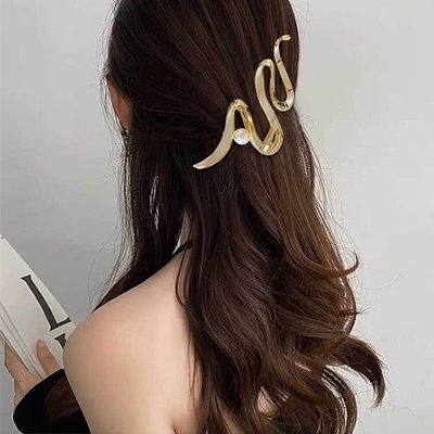 JC Collection 高端盤髮時尚幾何造型優雅抓夾鯊魚夾(金色、銀色)