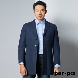 per-pcs 紳士特選羊毛短版大衣_藍(820911)