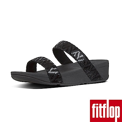 FitFlop LOTTIE CHEVRON SUEDE SLIDES-黑色