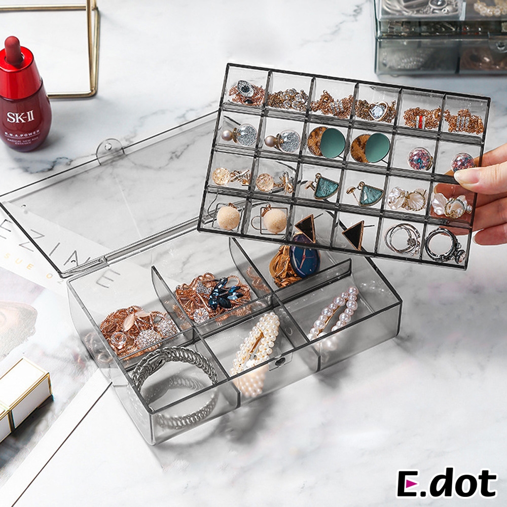 E.dot 雙層小物零件耳環飾品收納盒(30格)