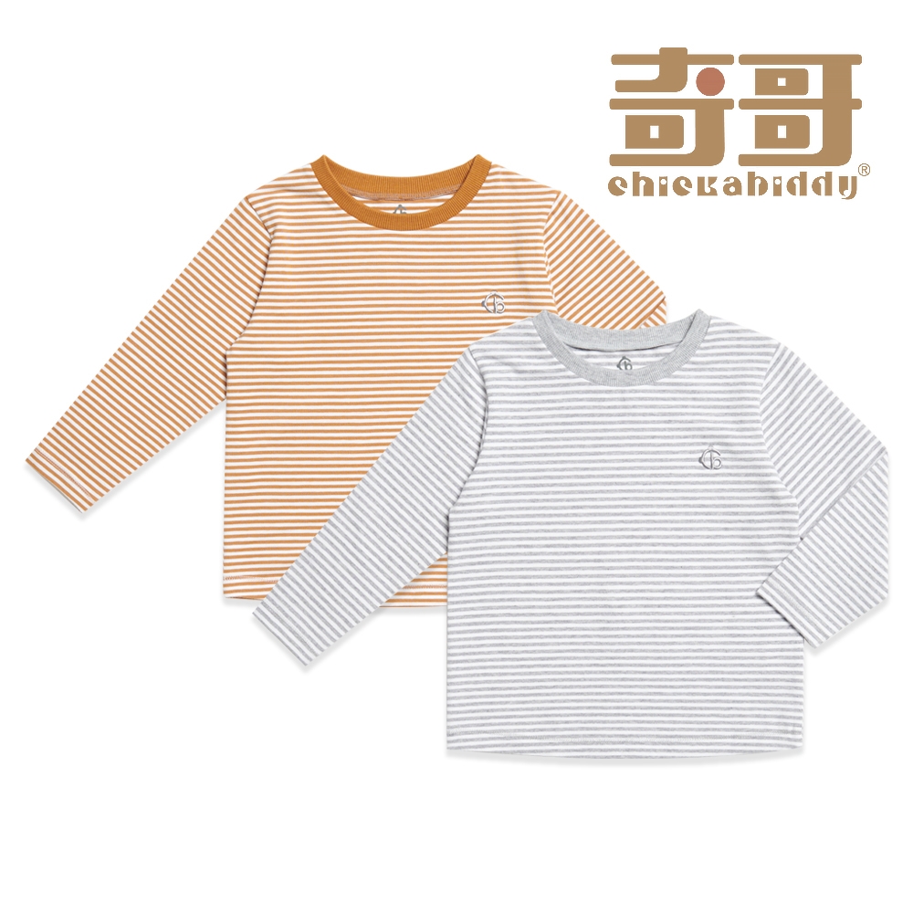 奇哥 CHIC BASICS系列 男女童裝 條紋長袖T恤/上衣/打底上衣 1-8歲(2色選擇)