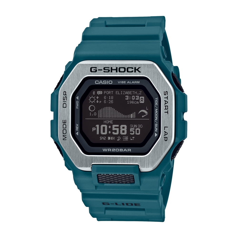 CASIO卡西歐 G-SHOCK 藍牙 雙重材質錶圈 衝浪運動 GBX-100-2_46mm