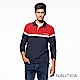 Nautica經典撞色修身長袖POLO衫-紅藍 product thumbnail 1