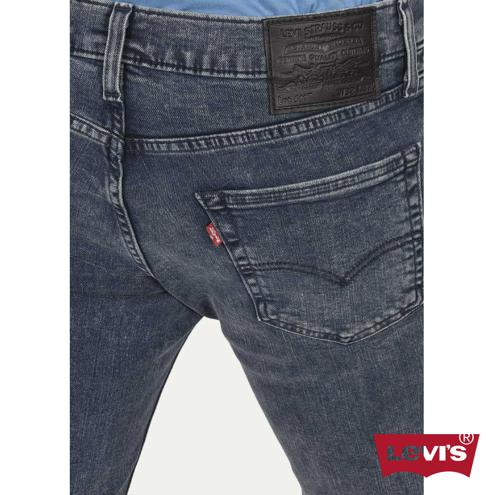 Levis 男款 511 低腰修身窄管牛仔長褲 復古藍 黑皮牌